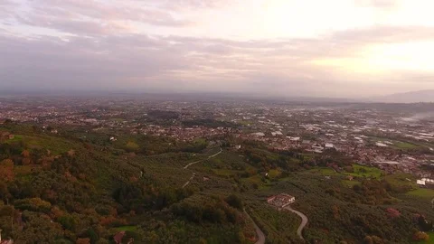 Aerial shot, gorgeous plain view on the sunset, filmed with drone Stock Footage 71161995