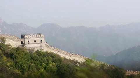 Aerial shot of Great Wall of China (Drone) Stock Footage