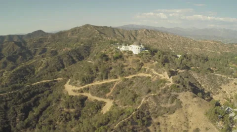 Aerial Shot of Griffith Park Observatory Stock Footage 49724079
