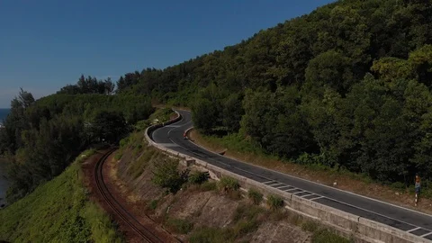 Aerial shot Hai Van Pass - road in the mountains Stock Footage 101728248