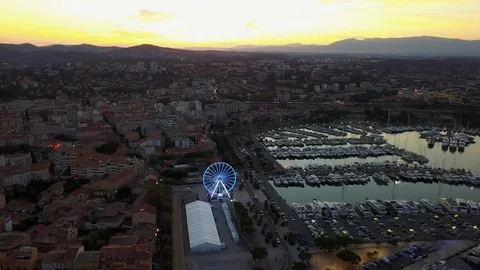 Aerial shot of harbour Stock Footage 89508944