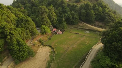 Aerial shot of a hidden temple between the dense forest. Stock Footage 249401620