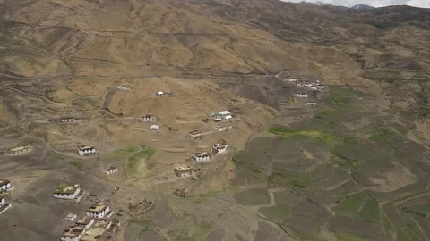 Aerial Shot of highest post office of the world, Hikkim Village. Stock Footage 249243733