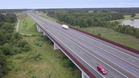 Aerial shot of highway. Stock Footage 79692983