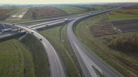Aerial shot of highway.  Stock Footage 82196798