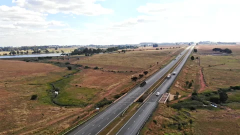 Aerial shot of a highway Stock Footage 261048879
