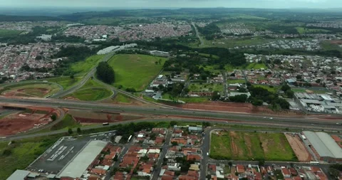 Aerial shot of highway intersection. Road intersections. Stock Footage 306331556