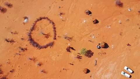 Aerial shot of Himba  Dance Stock Footage 304965041