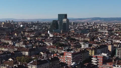 Aerial shot of historic architecture in Sofia city center, Bulgaria 스톡 동영상 347450158