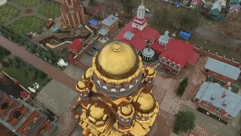 Aerial shot of Holy Trinity Convent of Mercy.Russia. Stock Footage 69896483