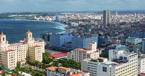 Aerial shot of Hotel Nacional de Cuba, Havana, Cuba Stock Footage 71663121