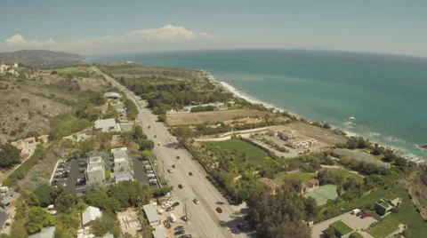Aerial Shot of Houses on Pacific Coast Highway in Malibu Stock Footage 42107553