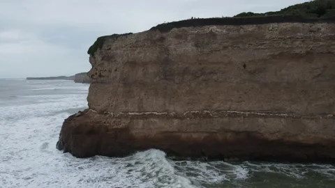 Aerial shot of huge cliffs front to ocean, Acantilados in South america Vídeo Stock 152499848
