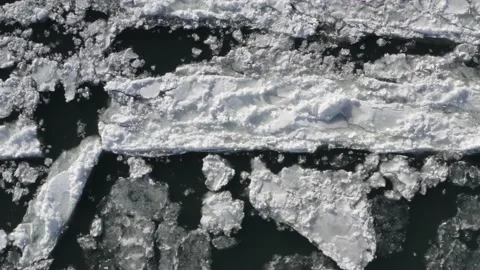 Aerial shot of ice floes Stock Footage