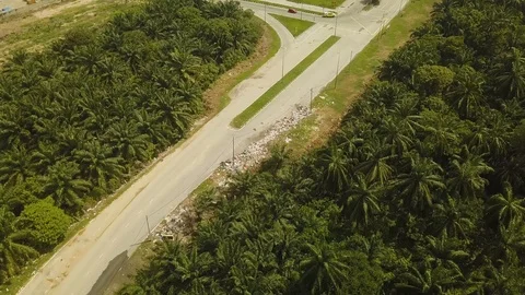 Aerial shot of illegal plastics dumping &amp; burning on road,Jenjarom,Malaysia Stock Footage 112406605