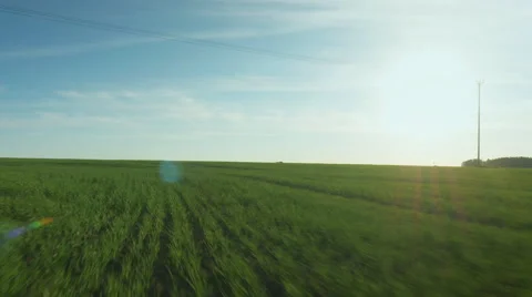 Aerial Shot of Impressive Large Scale Green Agricultural Fields in Bright Sunny  Stock Footage 64679740