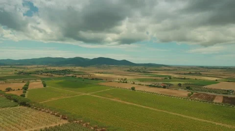 Aerial Shot of Impressive Large Scale Agricultural Fields in Southern Europe Stock Footage 64770655