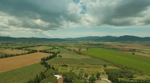 Aerial Shot of Impressive Large Scale Agricultural Fields in Southern Europe Stock Footage 64770691