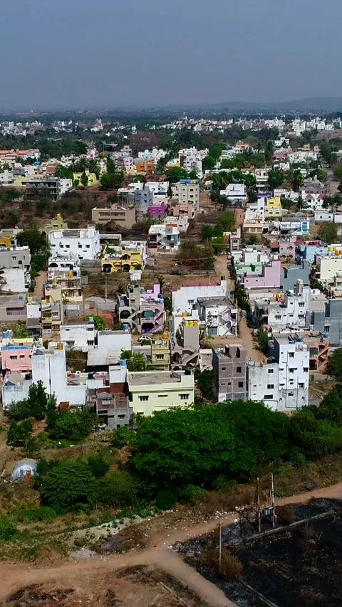 Aerial shot of Indian residential area w... | Stock Video | Pond5