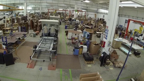 Aerial shot of the interior of a workshop Stock Footage 71191624