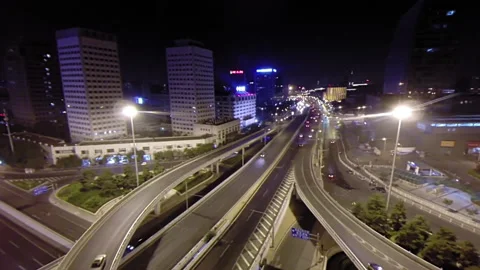 Aerial shot on an intersection in Beijing Stock Footage 132146058