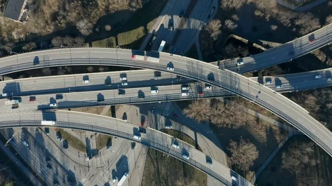 Aerial Shot Of Intersection During Rush Hour Traffic Stock Footage 127555134