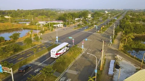 Aerial shot of intersection,Tainan,Taiwan Stock Footage 123621062