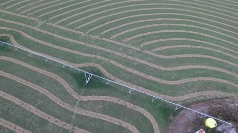 Aerial Shot of Irrigation System Pan Down Stock-Footage 64978524