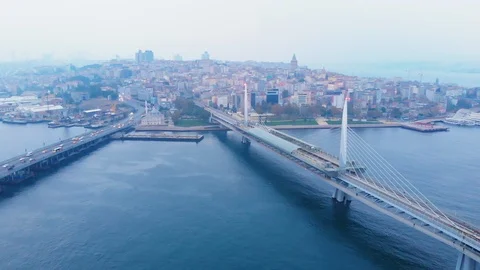 Aerial shot of Istanbul city Stock Footage