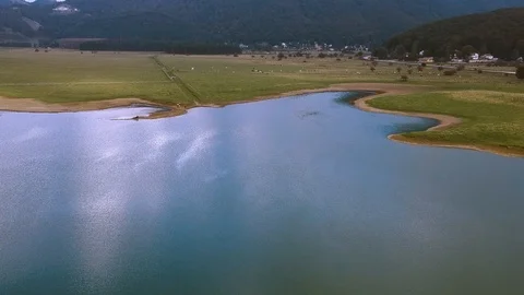 Aerial shot at a lake in Italy Stock Footage