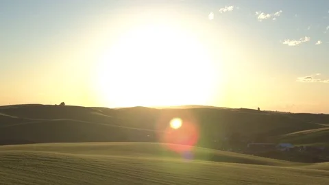 Aerial shot of a landscape at sunset Stock-Footage 76237083