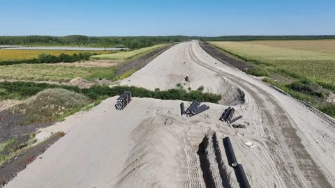 Aerial shot of large highway construction Stock Footage 340979802