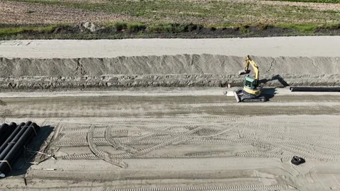 Aerial shot of large highway construction Stock Footage 340981991