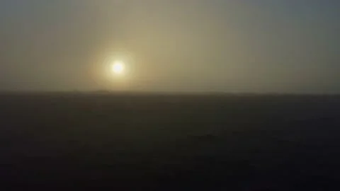 Aerial Shot to the left over rocks and sand looks like mars Stock Footage 161594474