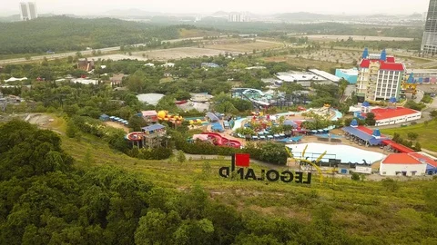 Aerial shot of Legoland amusement theme park , Johor, Malaysia Stock Footage 102779451