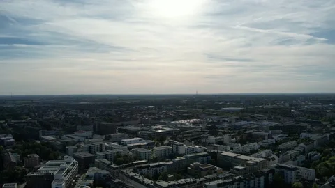 Aerial shot of Leipzig, Germany Stock Footage 162058148