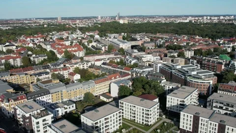 Aerial shot of Leipzig, Germany Stock Footage 162110385