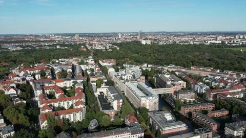 Aerial shot of Leipzig, Germany Stock Footage 162111125