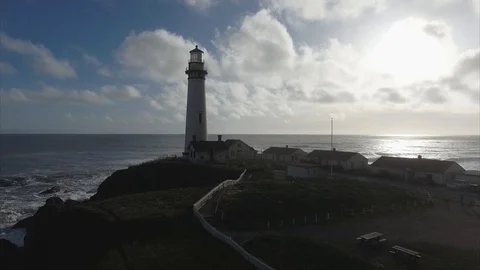 Aerial shot of lighthouse Stock Footage 89889818