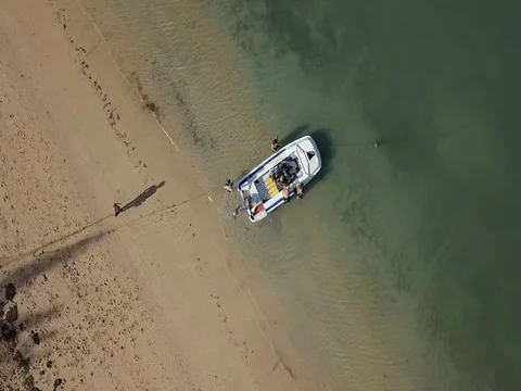 Aerial shot of loading small boat for scuba diving 2 Stock Footage 85060443