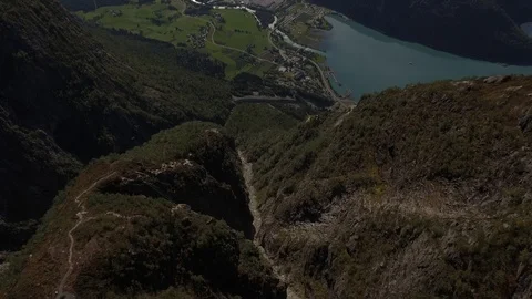 Aerial shot of Loen, Norway 2 (4K) Stock Footage