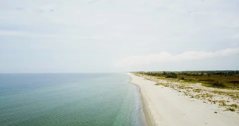 Aerial Shot Of A Long And Thin Island In The Black Sea Covered With A Sandy Road Stock Footage 97010989