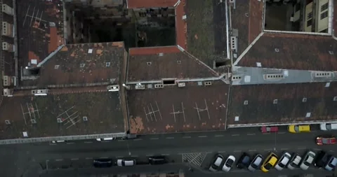 Aerial shot looking down of Budapest, Hungary Stock Footage 140602011