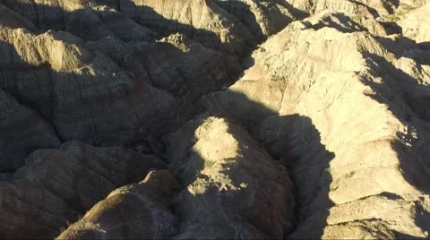 Aerial Shot Looking Down over the South Dakota Badlands Park Video stock 65318322