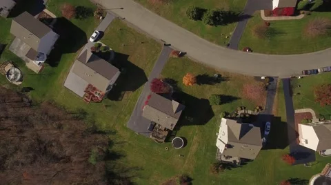 Aerial Shot Looking Down on Small Community Footprint Stock Footage 58332807