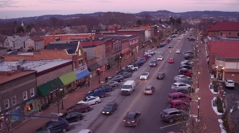 Aerial shot of Main Street USA during Christmas season Stock Footage 59169407