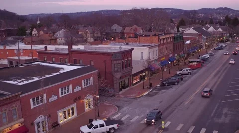 Aerial shot of main street usa during Christmas season Stock Footage 59169507