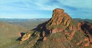Aerial Shot Of Mcdowell Mountain In Scottsdale Arizona; Desert Landscape Stock Footage