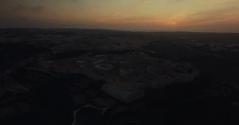 Aerial shot of Mdina in the evening Stock Footage 73468946
