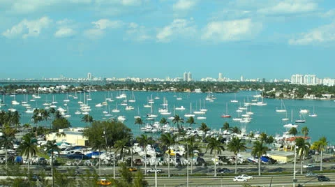 Aerial shot of miami Stock Footage
